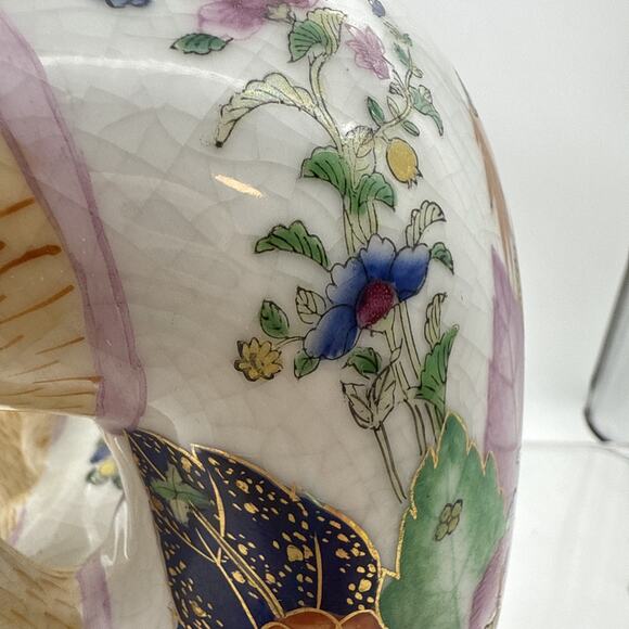 Vintage Chinoiserie Porcelain Ceramic Monkey Baby Lotus Flower People Rep China - Picture 14 of 16